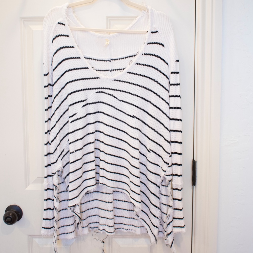 Free People Black and White Striped Tunic